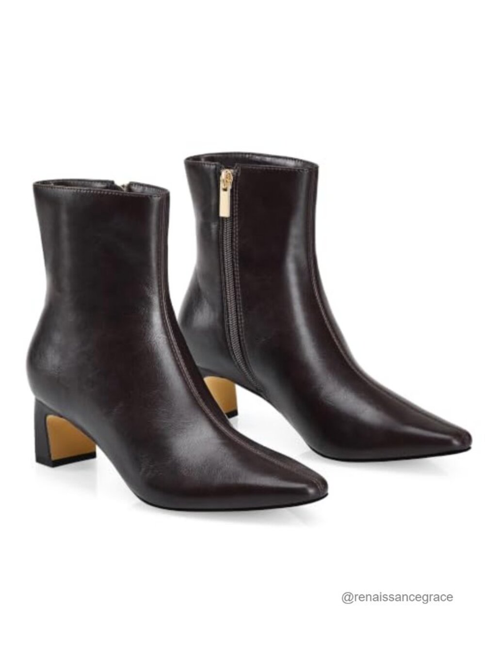 Women's Chunky Heel Ankle Boots Square Toe Faux Leather Suede Side Zipper Fall